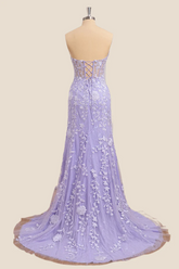 Mermaid Corset Lavender Formal Dress Lace Long - MyChicDress